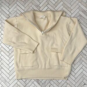 Anthropologie cream half-zip pullover sweater